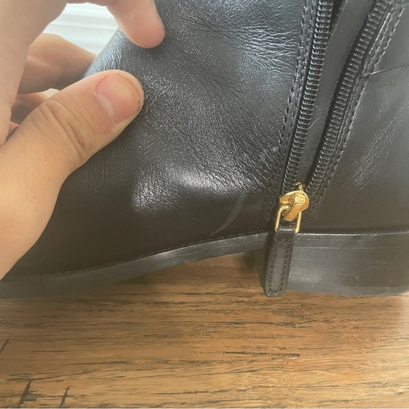 Tory Burch boots black leather knee high zip up boots tall boots fall boots - Picture 14 of 16